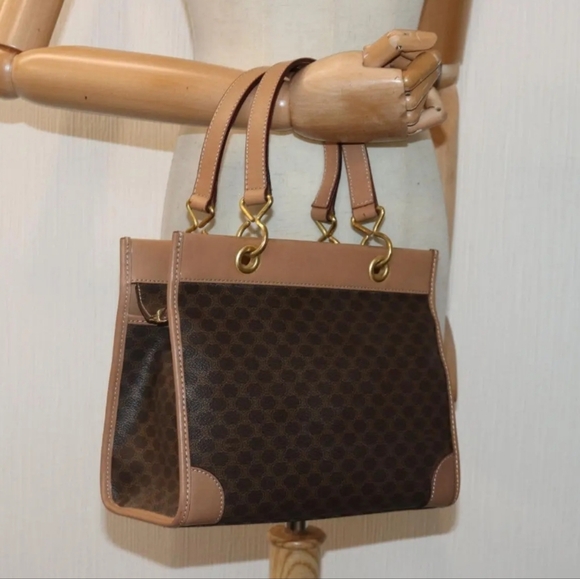 πHPπ Celine Paris Vintage Macadam Blason Leather Small Zipper Tote, RARE - Picture 9 of 9